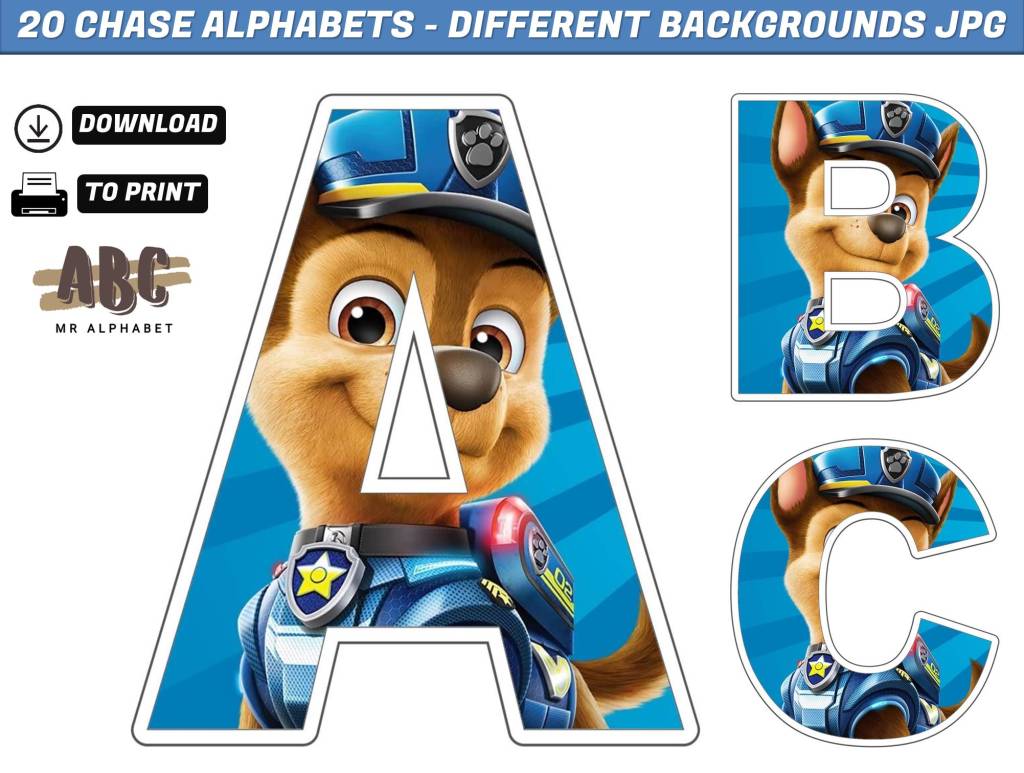 Paw Patrol Alphabet Letters