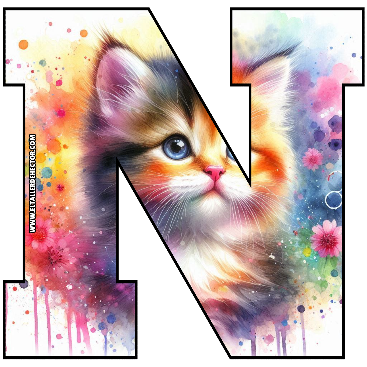 Letra N de Gato Cat - El Taller de Hector